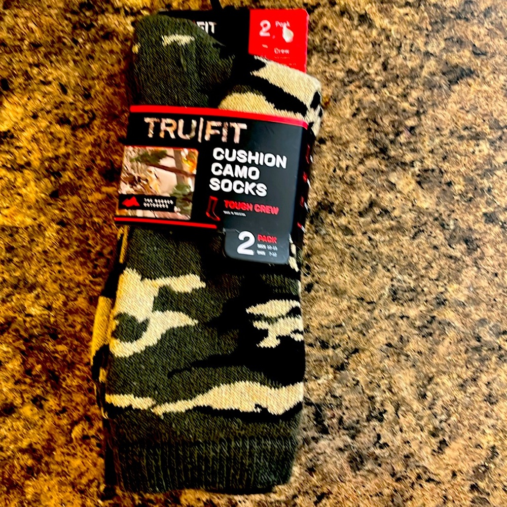 Trufit Camo Socks 1 Pack @ 2Pair/Pack Tough Crew New NWT